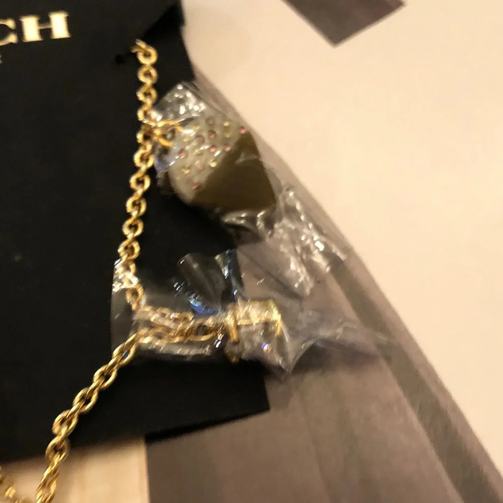 Authentic New on card COACH Gold-Tone Multi-Color Charm Necklace